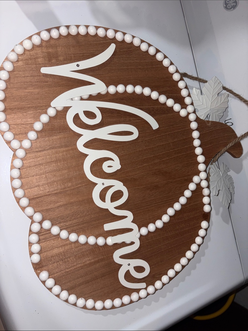 Beaded Welcome Pumpkin Sign